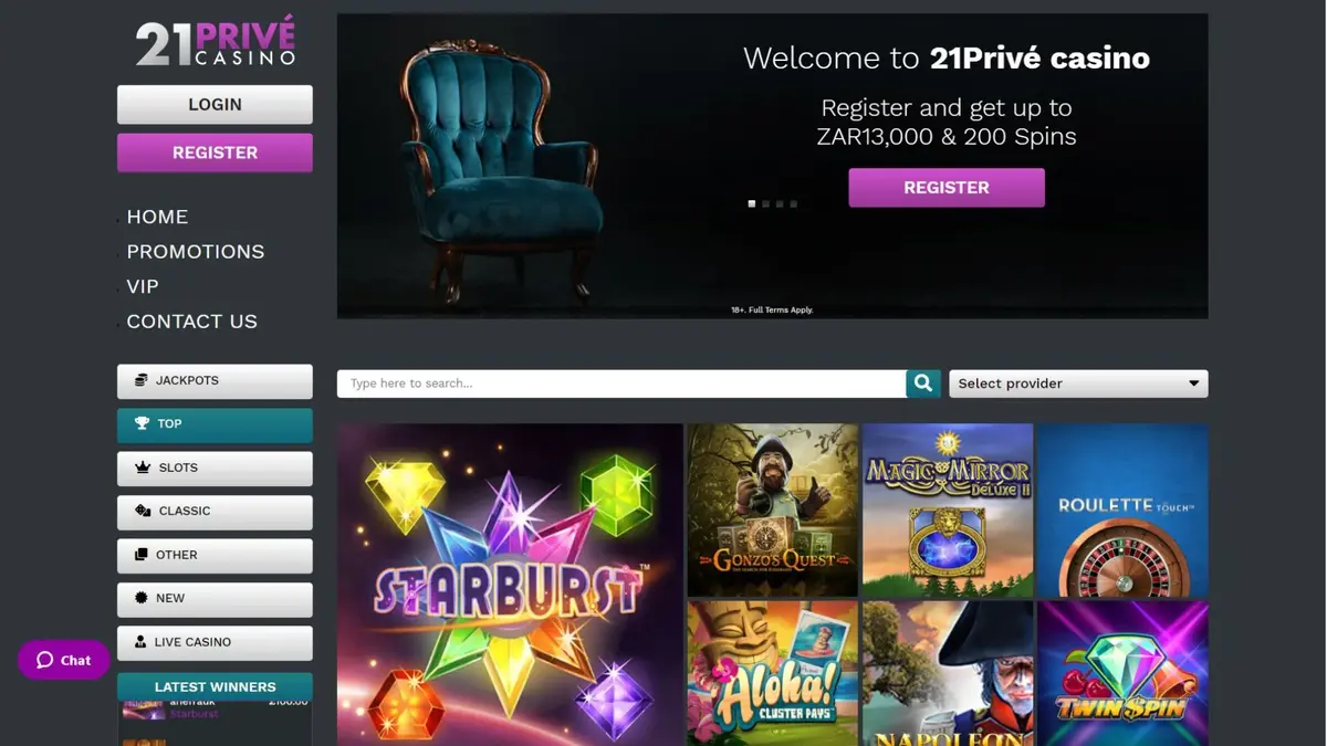 Prive Casino screenshot